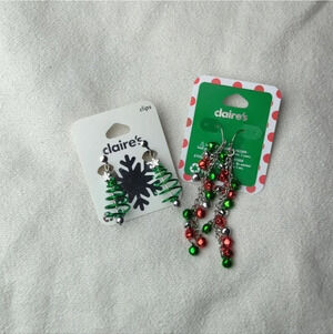 For Kitty Rescue! Claire's Christmas Earrings 2 Pair, One Hooks, One Clip-on